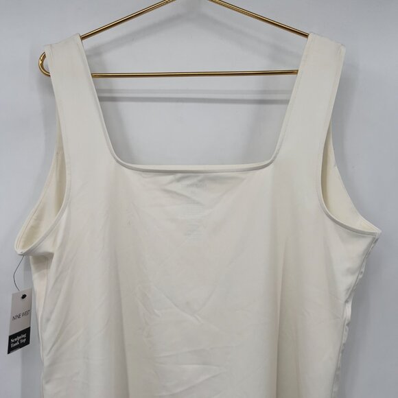 Nine West Plus Women’s Plus 3X Sculpting Stretch Tank Top in Daisy Dew Ivory NWT - Picture 5 of 9